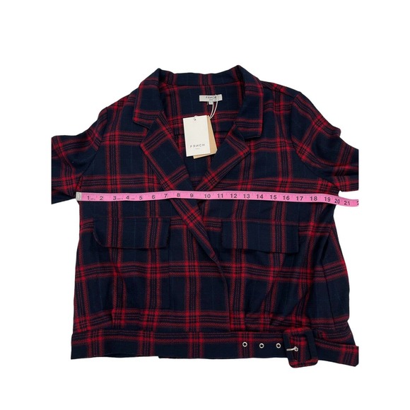 FRNCH Paris Coat Jacket With Buckle In Plaid Size Large - Picture 3 of 9